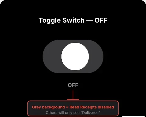 Send Read Receipts toggle switched off showing grey color on iPhone