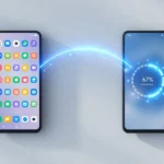 Two smartphones side by side with a wireless data transfer arc showing how to clone a cell phone