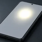 Smartphone screen displaying a bright spot — a hazy overexposed white patch on an otherwise normal phone display